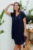 Sabina Navy Crinkle Cotton Dress sold by Blue Bungalow