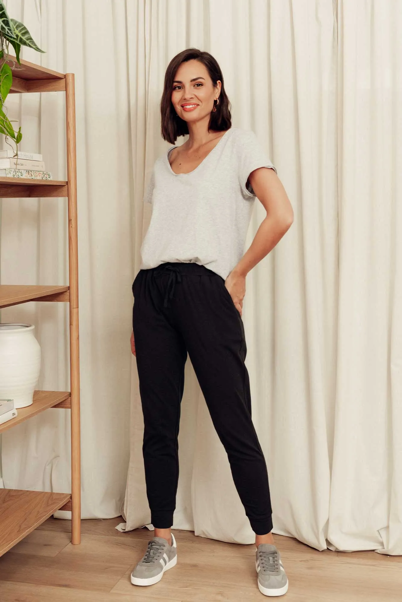 Heidi Black Cuffed Jogger Pants sold by Blue Bungalow