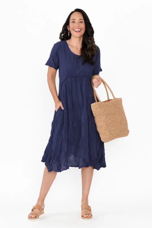 Wilton Navy Cotton Pocket Dress sold by Blue Bungalow