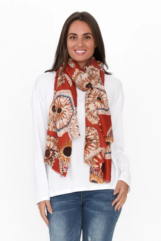 Pera Burnt Orange Abstract Scarf sold by Blue Bungalow