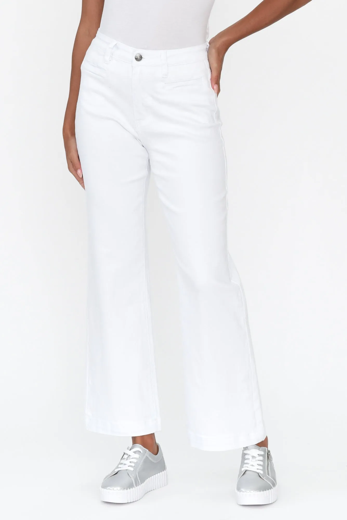 Retro White Wide Leg Jeans sold by Blue Bungalow