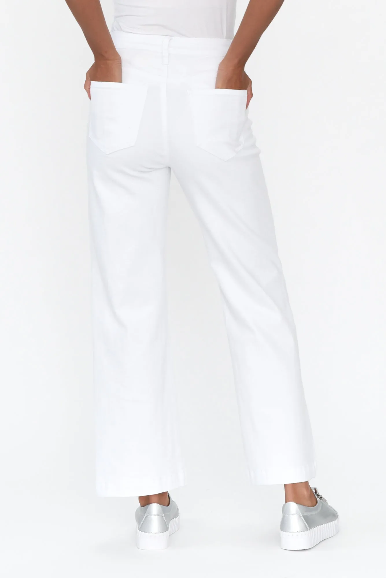 Retro White Wide Leg Jeans sold by Blue Bungalow product image thumbnail 5