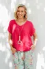 Dorian Hot Pink Linen Cotton Top sold by Blue Bungalow