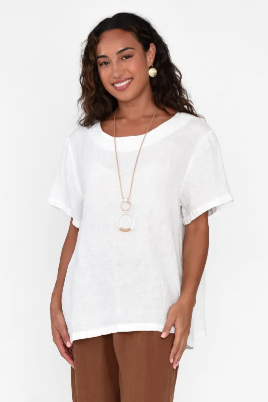 Micah White Linen Scoop Neck Top sold by Blue Bungalow