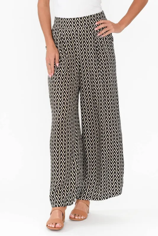 Zaniah Black Geo Bamboo Cotton Pants sold by Blue Bungalow