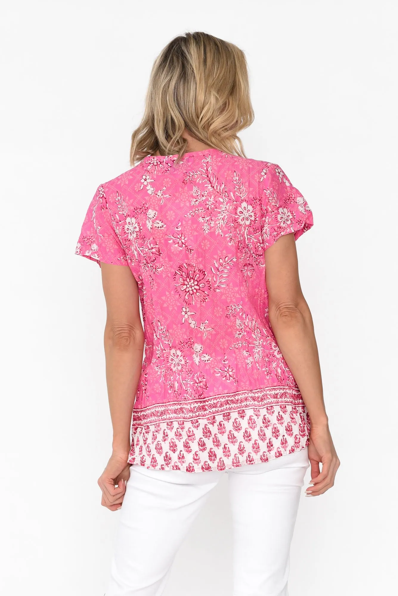 Fia Pink Floral Cotton Top sold by Blue Bungalow product image thumbnail 4
