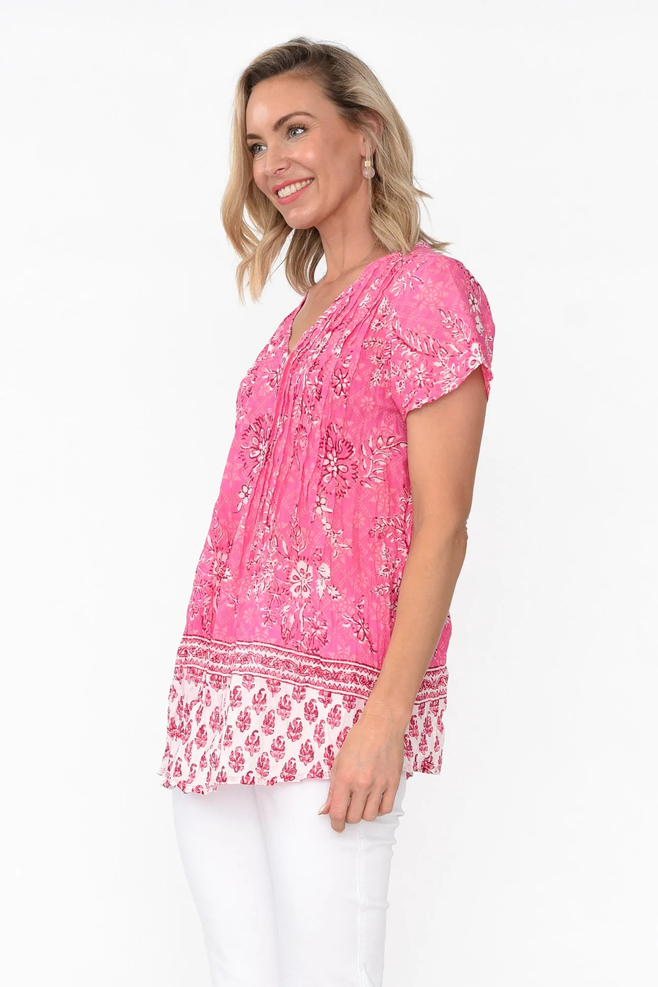Fia Pink Floral Cotton Top sold by Blue Bungalow product image thumbnail 3