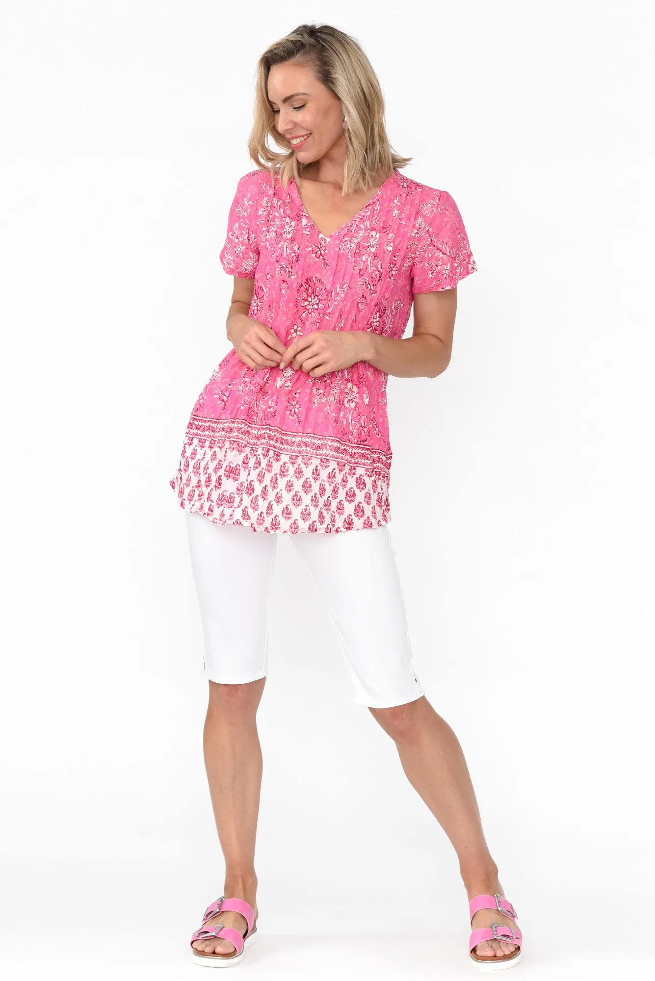 Fia Pink Floral Cotton Top sold by Blue Bungalow product image thumbnail 5