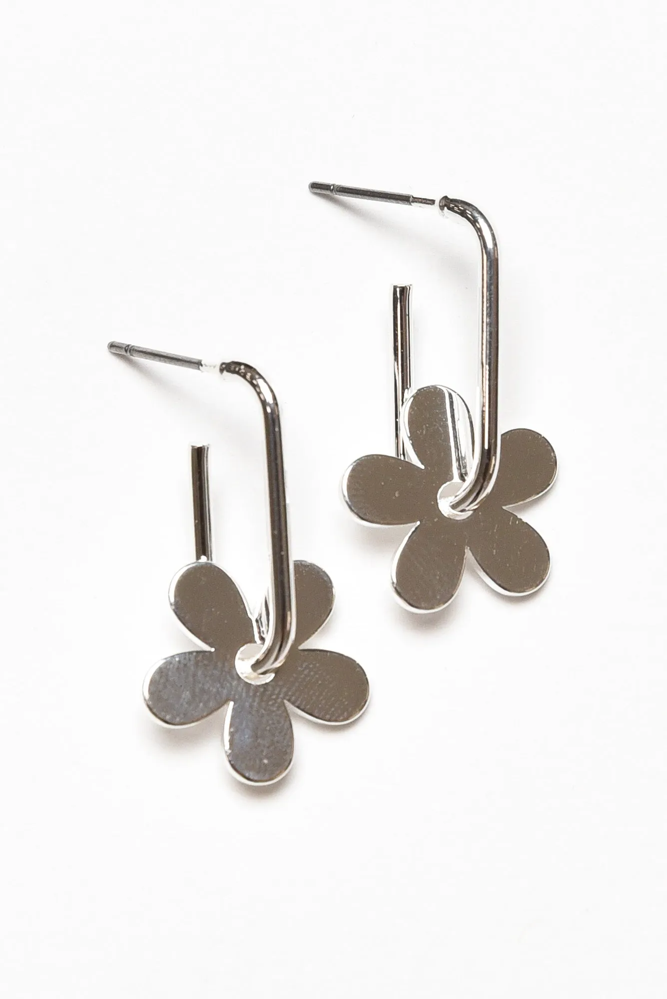 Eve Silver Flower Drop Earrings sold by Blue Bungalow