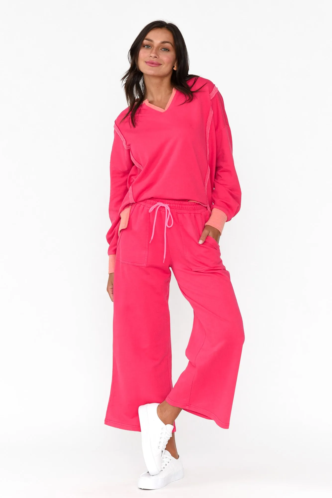 Mariam Hot Pink Relaxed Track Pants sold by Blue Bungalow product image thumbnail 5