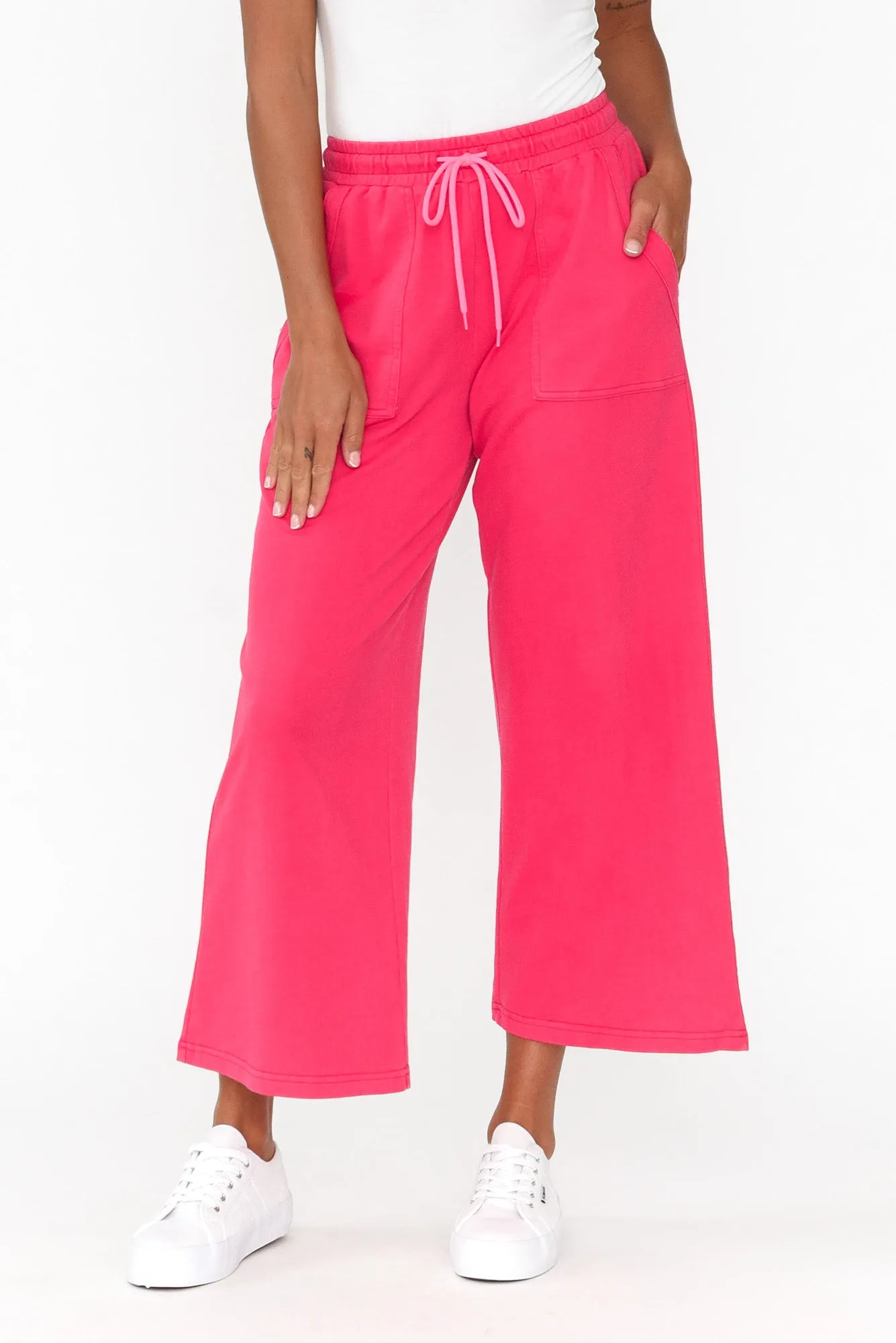 Mariam Hot Pink Relaxed Track Pants sold by Blue Bungalow