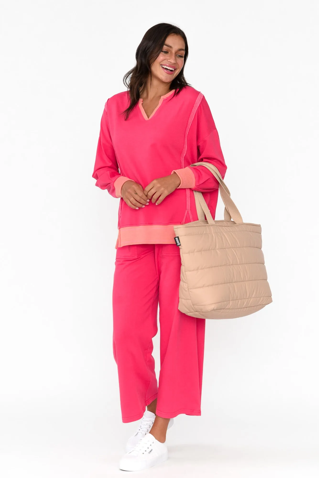 Mariam Hot Pink Relaxed Track Pants sold by Blue Bungalow product image thumbnail 2