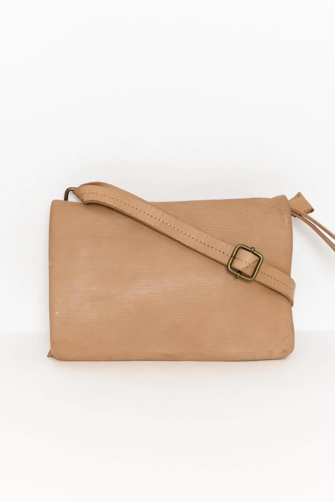 Georgia Tan Leather Crossbody Bag sold by Blue Bungalow