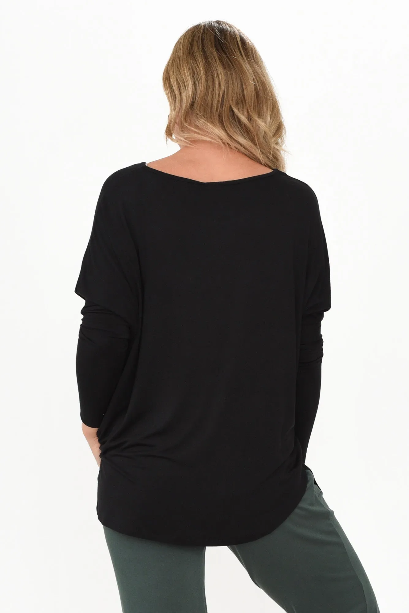 Liv Black Sleeved Bamboo Top sold by Blue Bungalow product image thumbnail 4