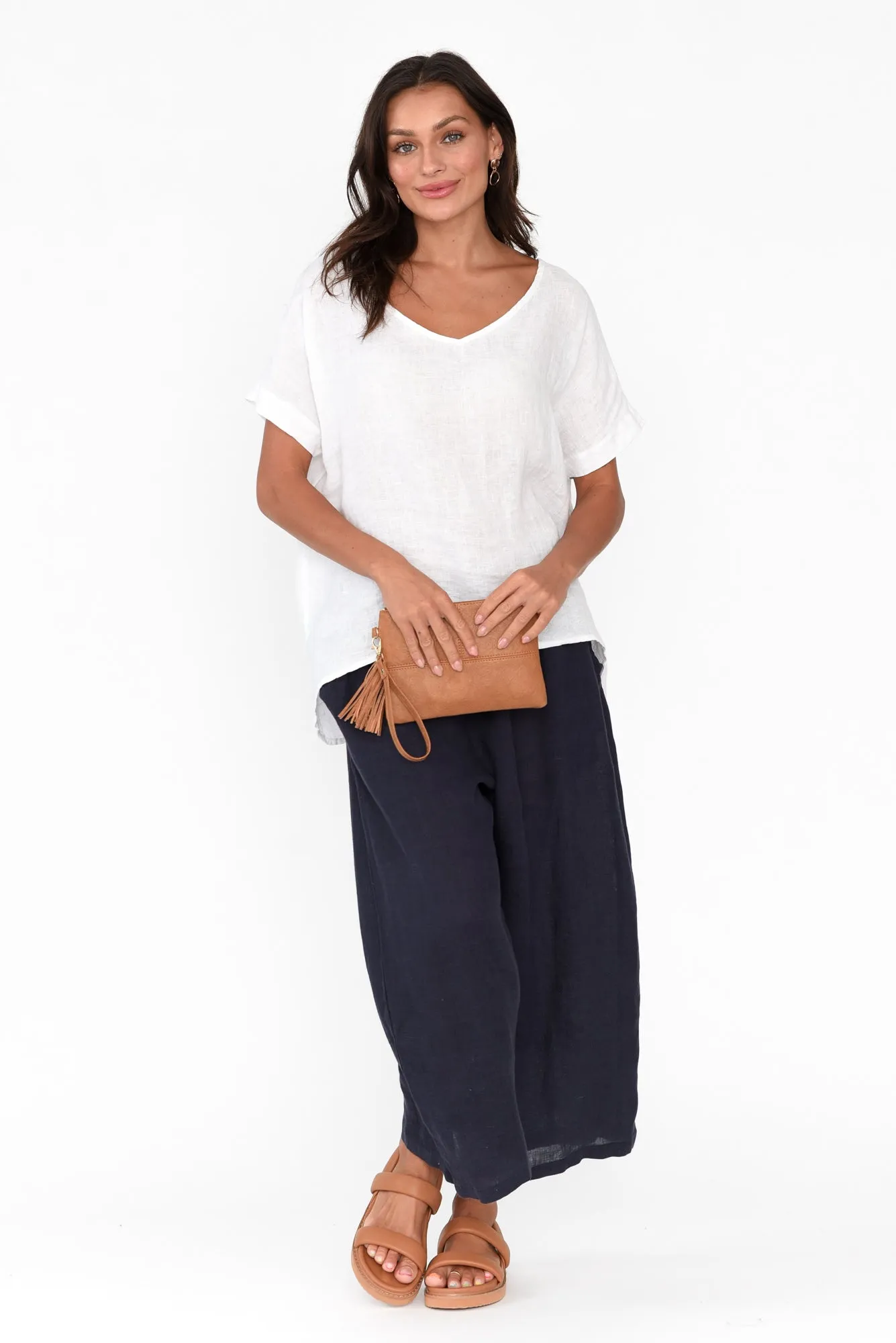 Olga Navy Linen Wide Leg Pants sold by Blue Bungalow product image thumbnail 2