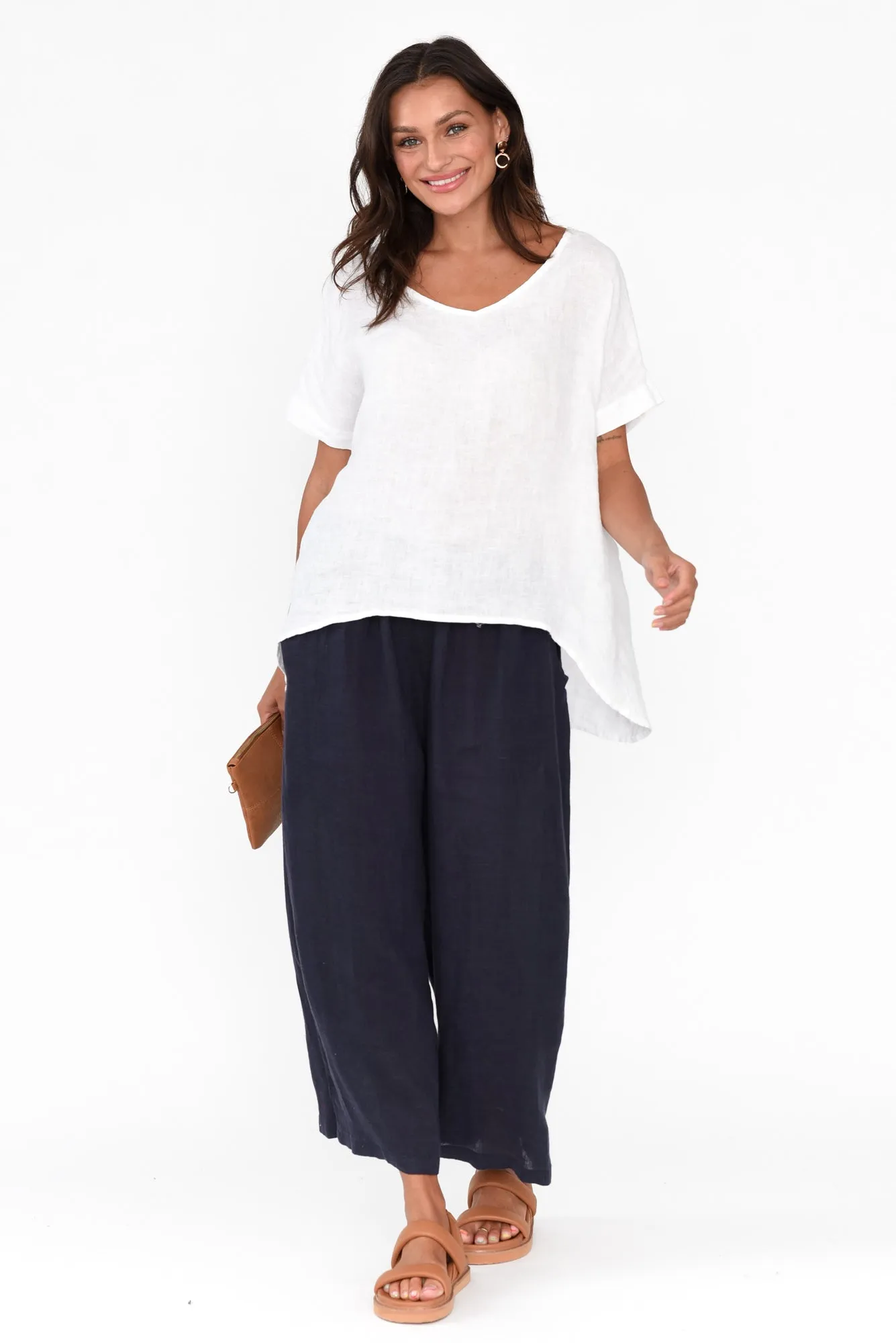 Olga Navy Linen Wide Leg Pants sold by Blue Bungalow product image thumbnail 5