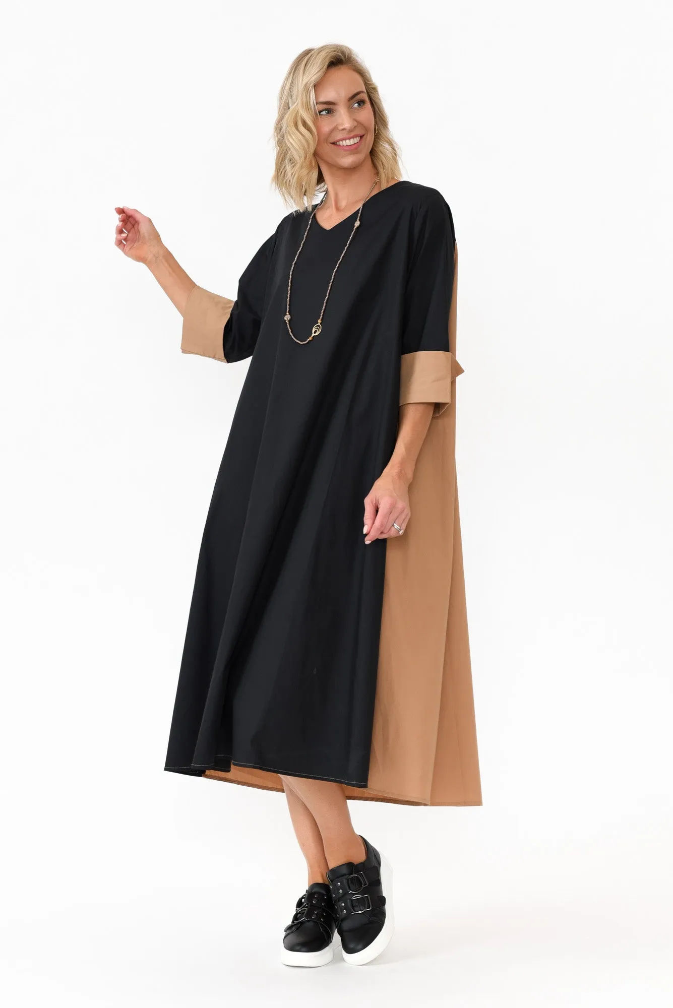 Dancy Black Splice Cotton Dress sold by Blue Bungalow product image thumbnail 5