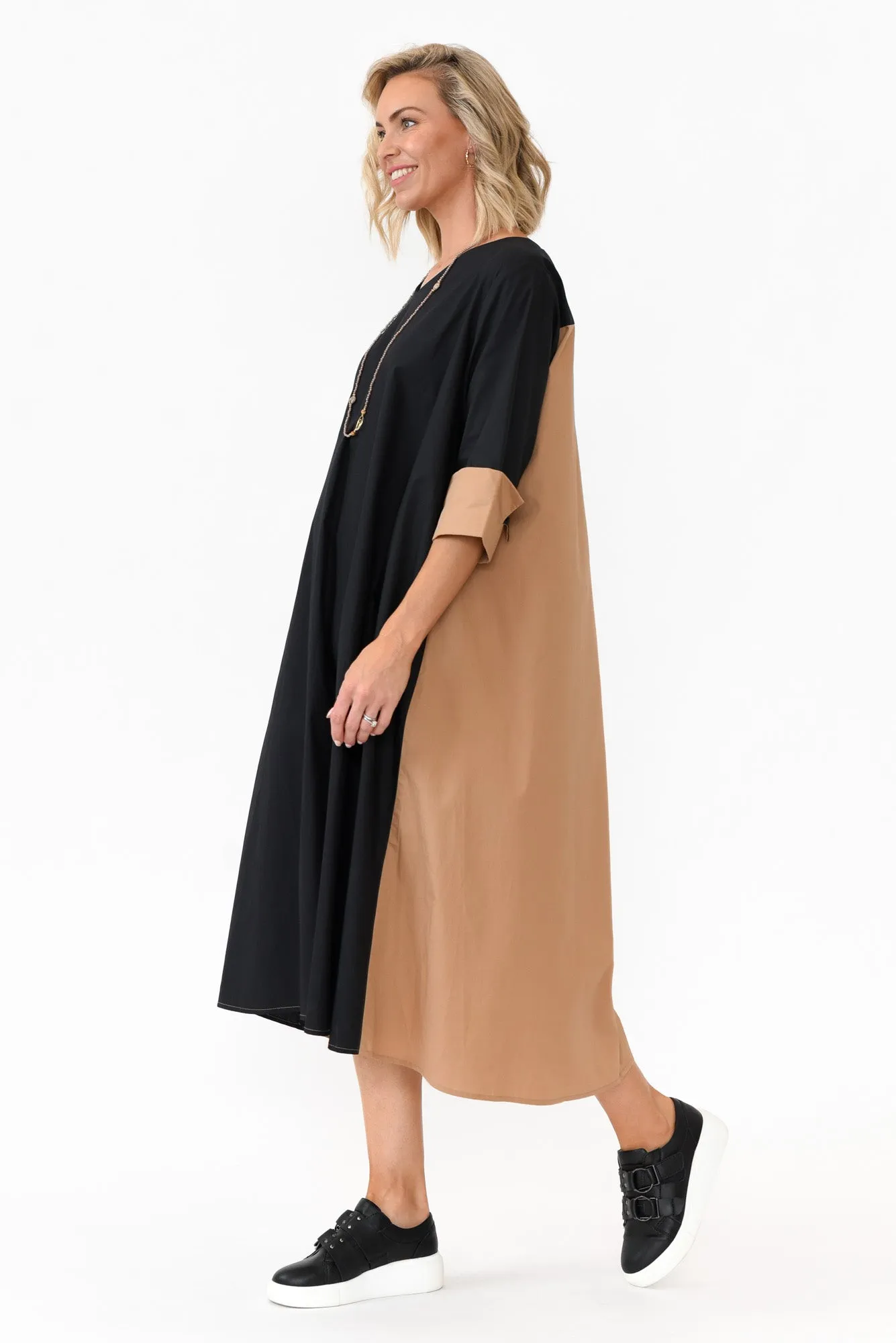 Dancy Black Splice Cotton Dress sold by Blue Bungalow product image thumbnail 2