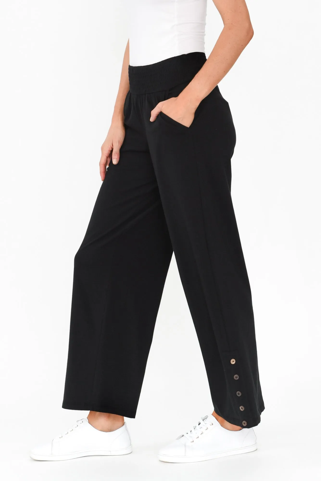 Angelica Black Cotton Shirred Pants sold by Blue Bungalow product image thumbnail 4