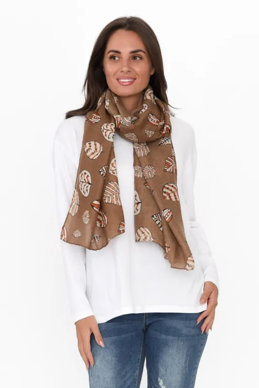 Monto Mocha Leaf Scarf sold by Blue Bungalow