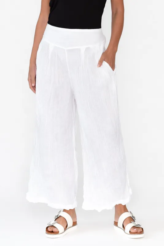 Costello White Crinkle Cotton Pants sold by Blue Bungalow
