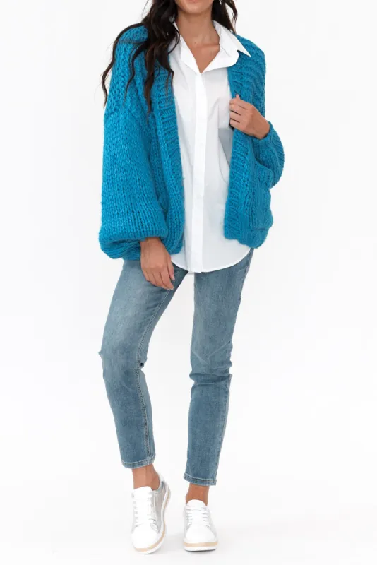 Freddie Blue Knit Pocket Cardigan sold by Blue Bungalow