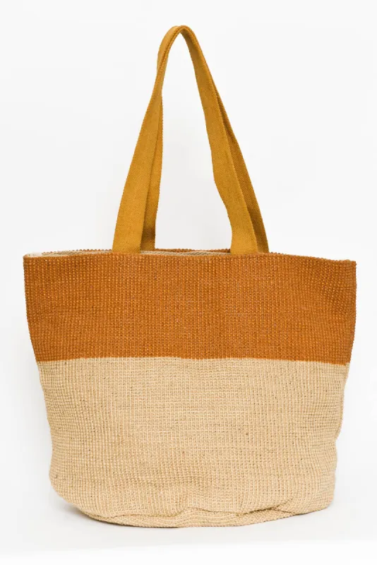 Kierra Rust Jute Tote Bag sold by Blue Bungalow
