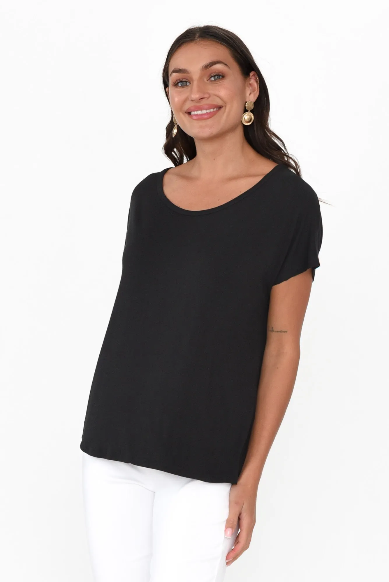 Eadie Black Bamboo Top sold by Blue Bungalow