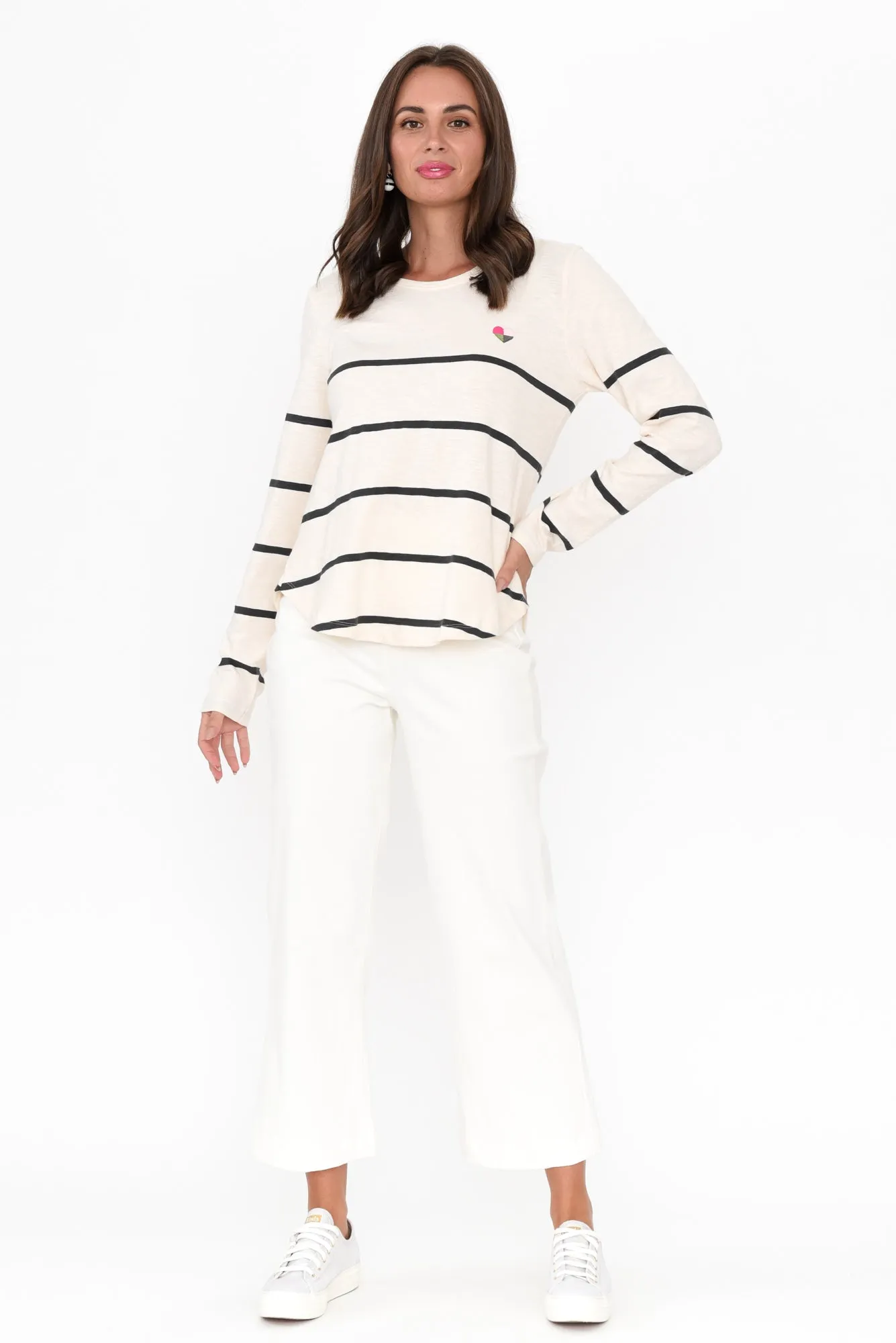 Heart Song Cream Stripe Long Sleeve Tee sold by Blue Bungalow product image thumbnail 2