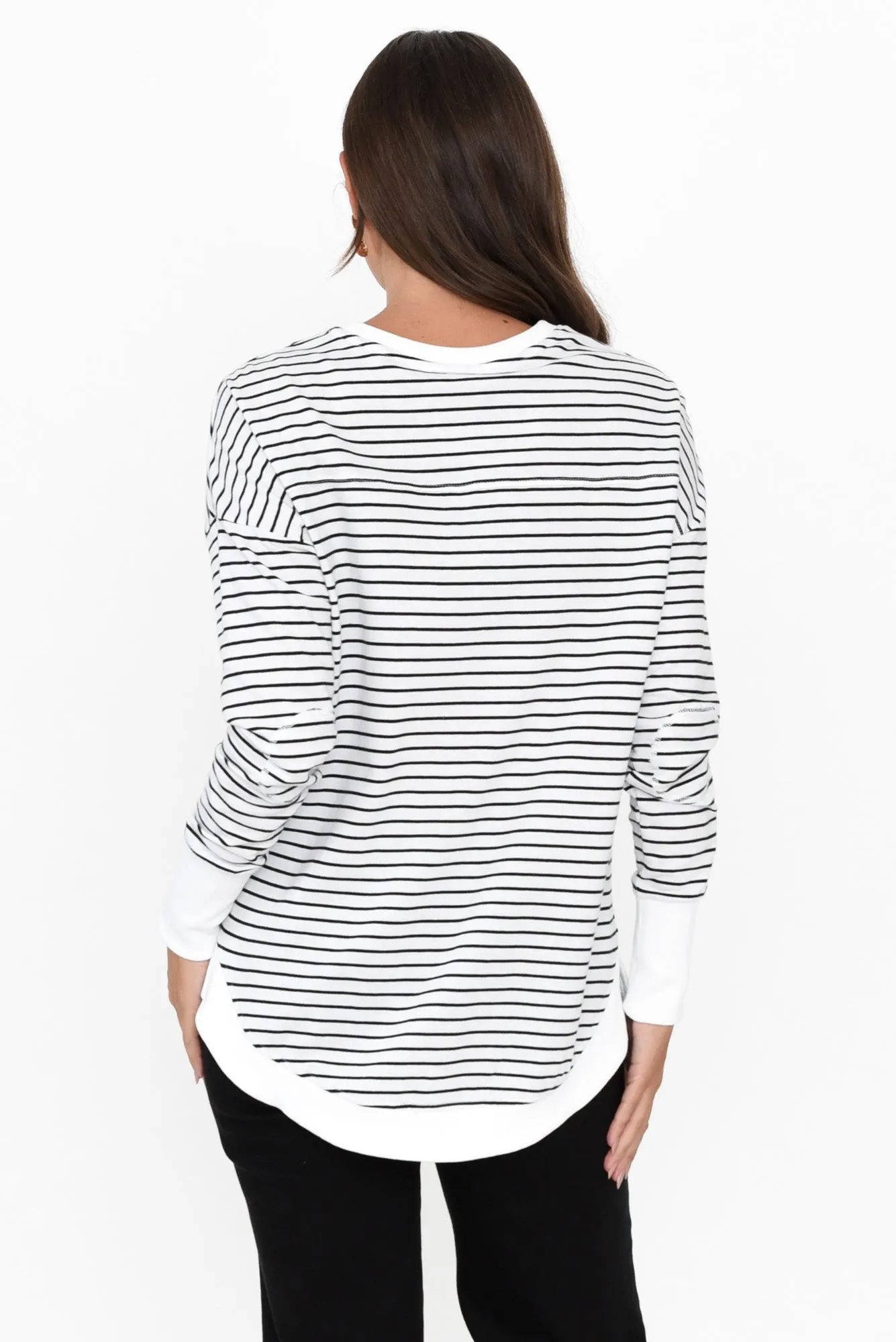 Lucy White Stripe Cotton Crew Jumper sold by Blue Bungalow product image thumbnail 4