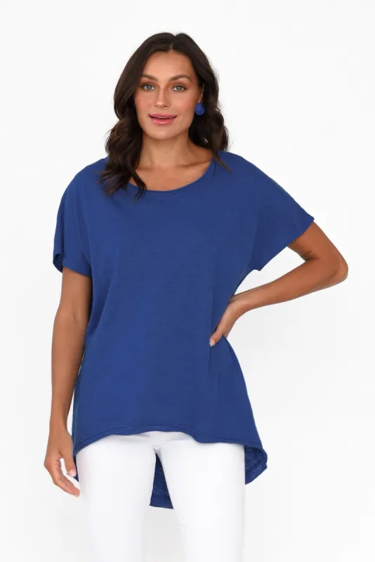 Cindi Cobalt Cotton Blend Tee sold by Blue Bungalow