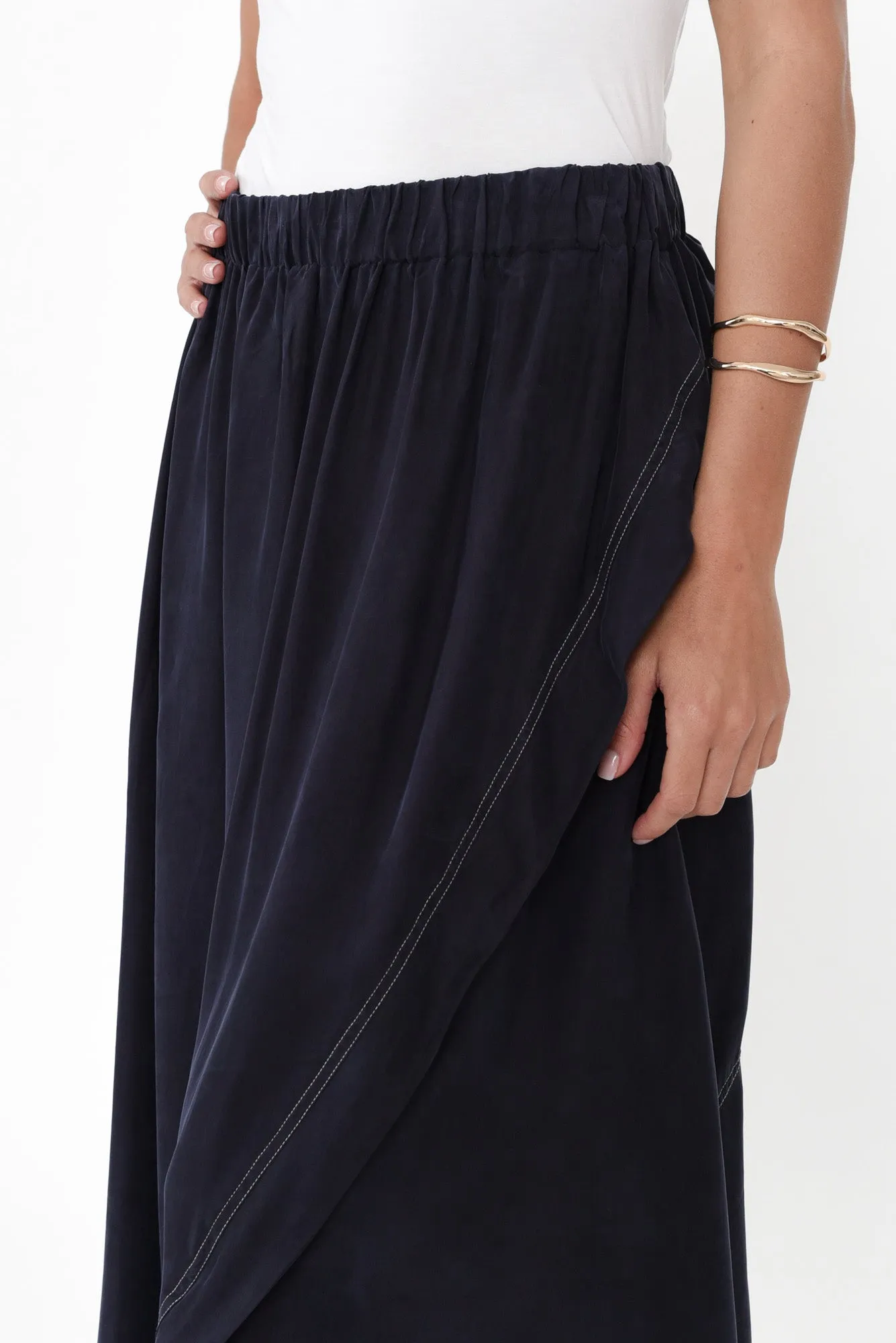 Vault Navy Cupro Skirt sold by Blue Bungalow product image thumbnail 3