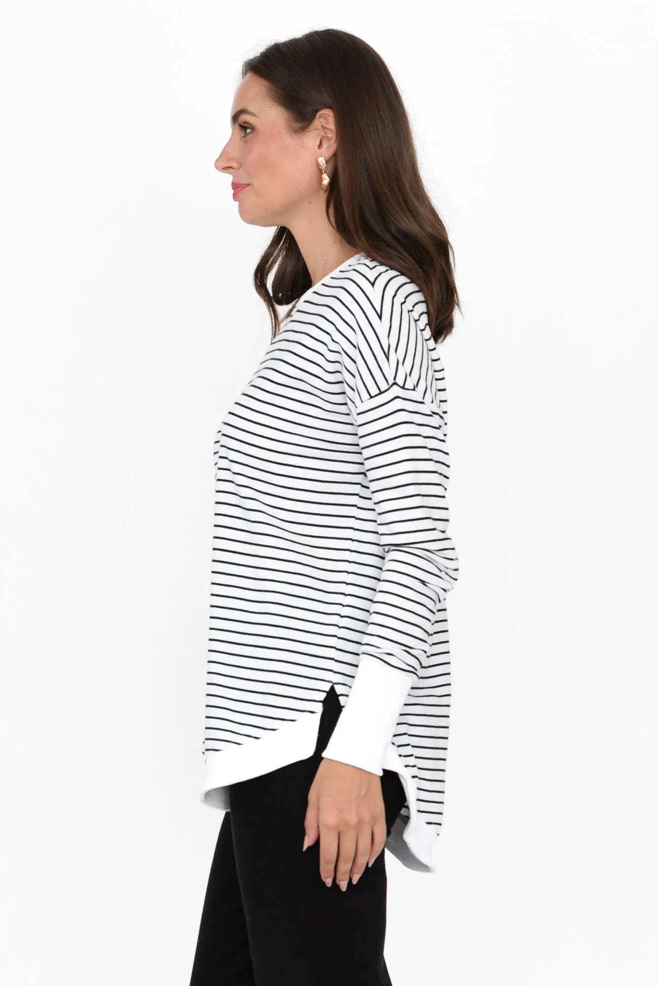 Lucy White Stripe Cotton Crew Jumper sold by Blue Bungalow product image thumbnail 3