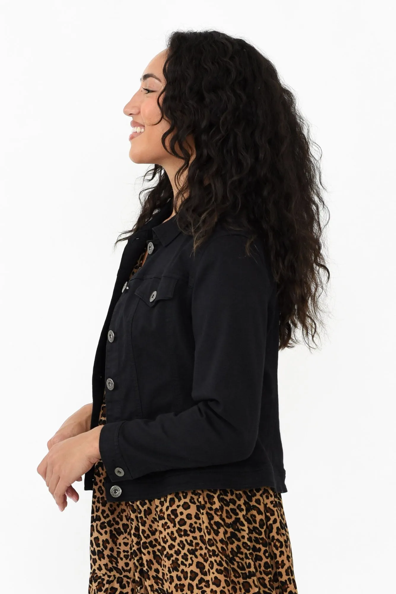 Danielle Black Stretch Jean Jacket sold by Blue Bungalow product image thumbnail 4