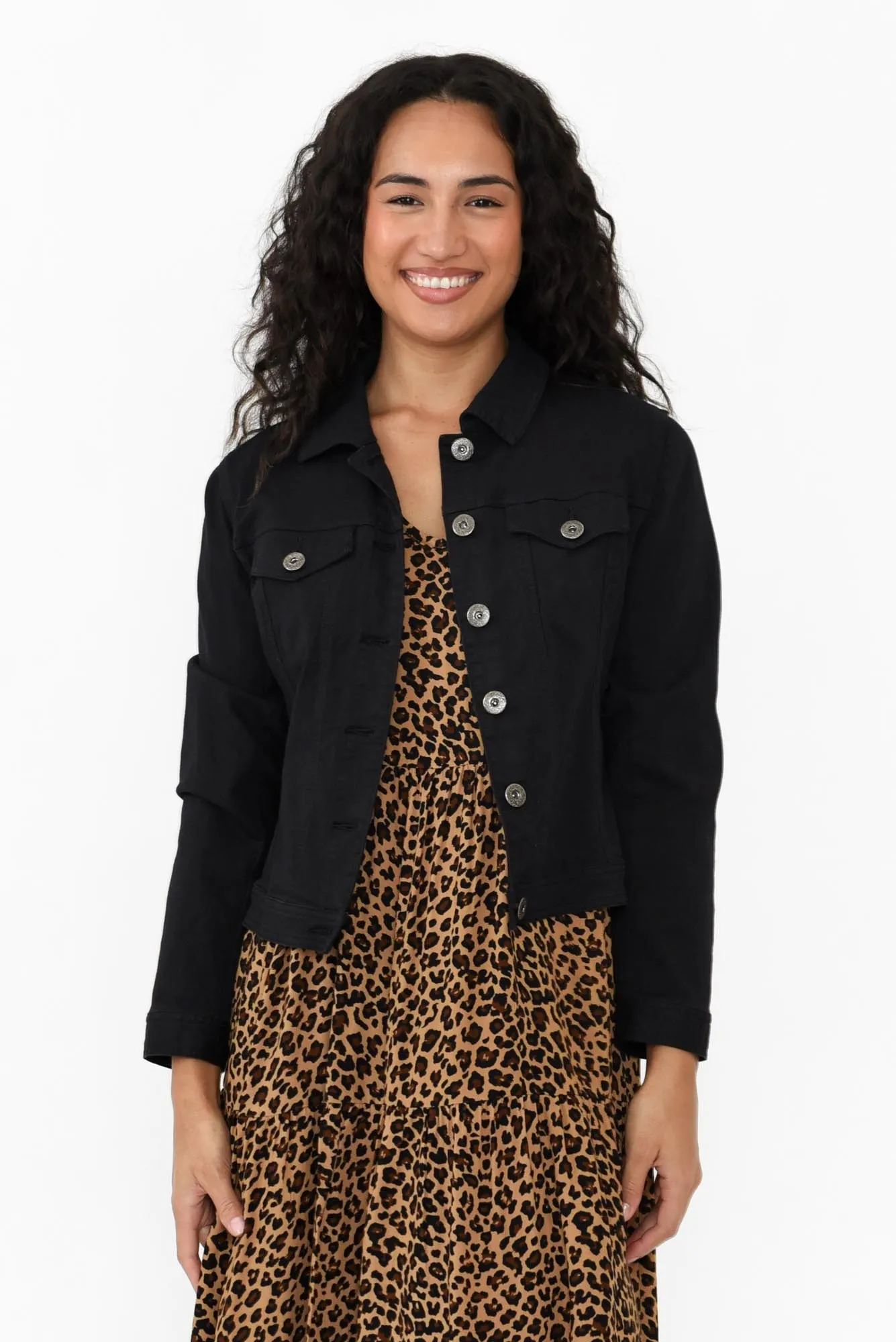 Danielle Black Stretch Jean Jacket sold by Blue Bungalow product image thumbnail 2