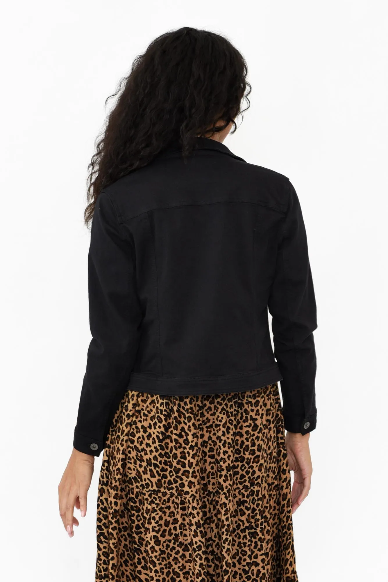 Danielle Black Stretch Jean Jacket sold by Blue Bungalow product image thumbnail 5