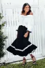 Shakita Black Cotton Trim Maxi Skirt sold by Blue Bungalow