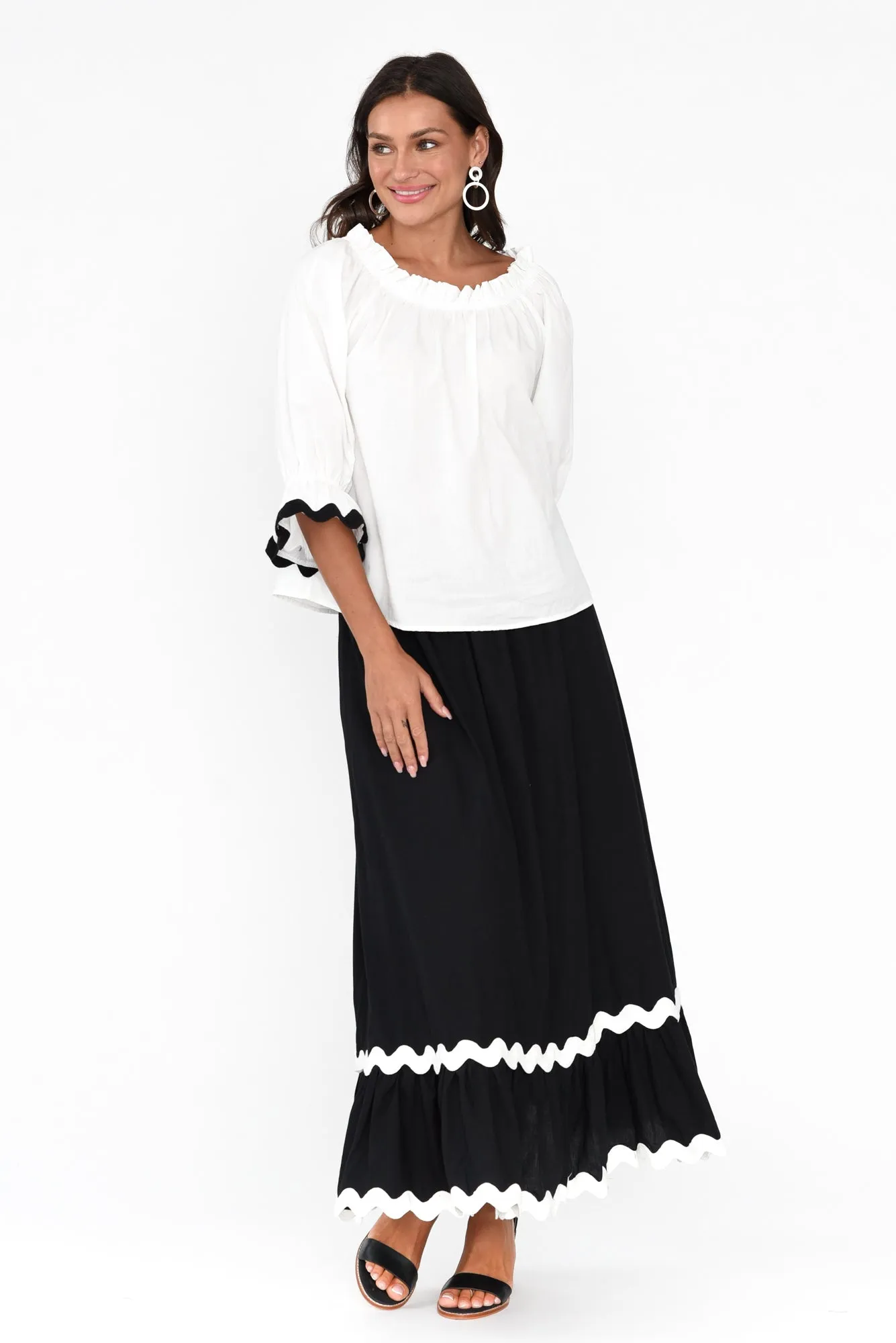 Shakita Black Cotton Trim Maxi Skirt sold by Blue Bungalow product image thumbnail 3