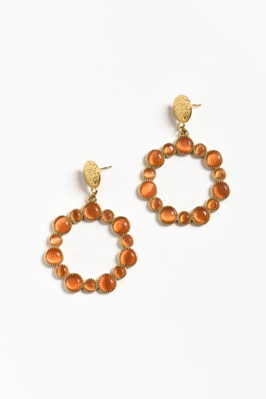 Lively Orange Crystal Circle Earrings sold by Blue Bungalow