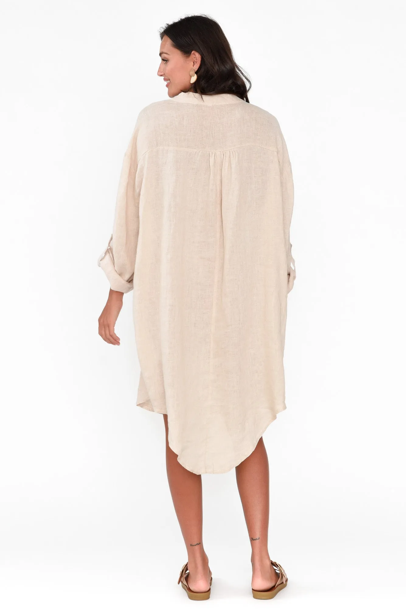 Mischa Beige Linen Shirt Dress sold by Blue Bungalow product image thumbnail 5