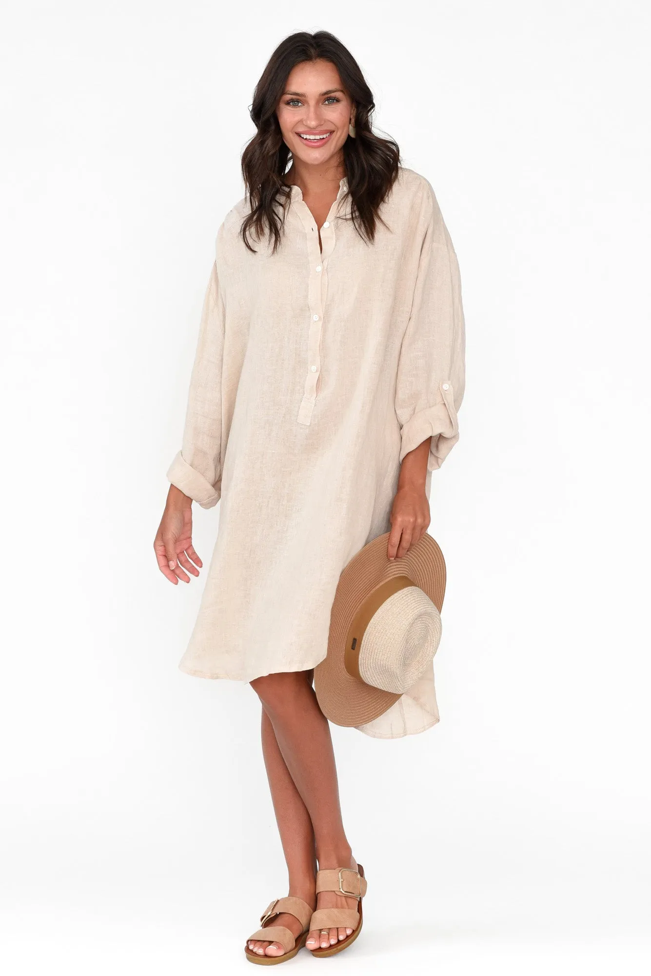 Mischa Beige Linen Shirt Dress sold by Blue Bungalow product image thumbnail 2