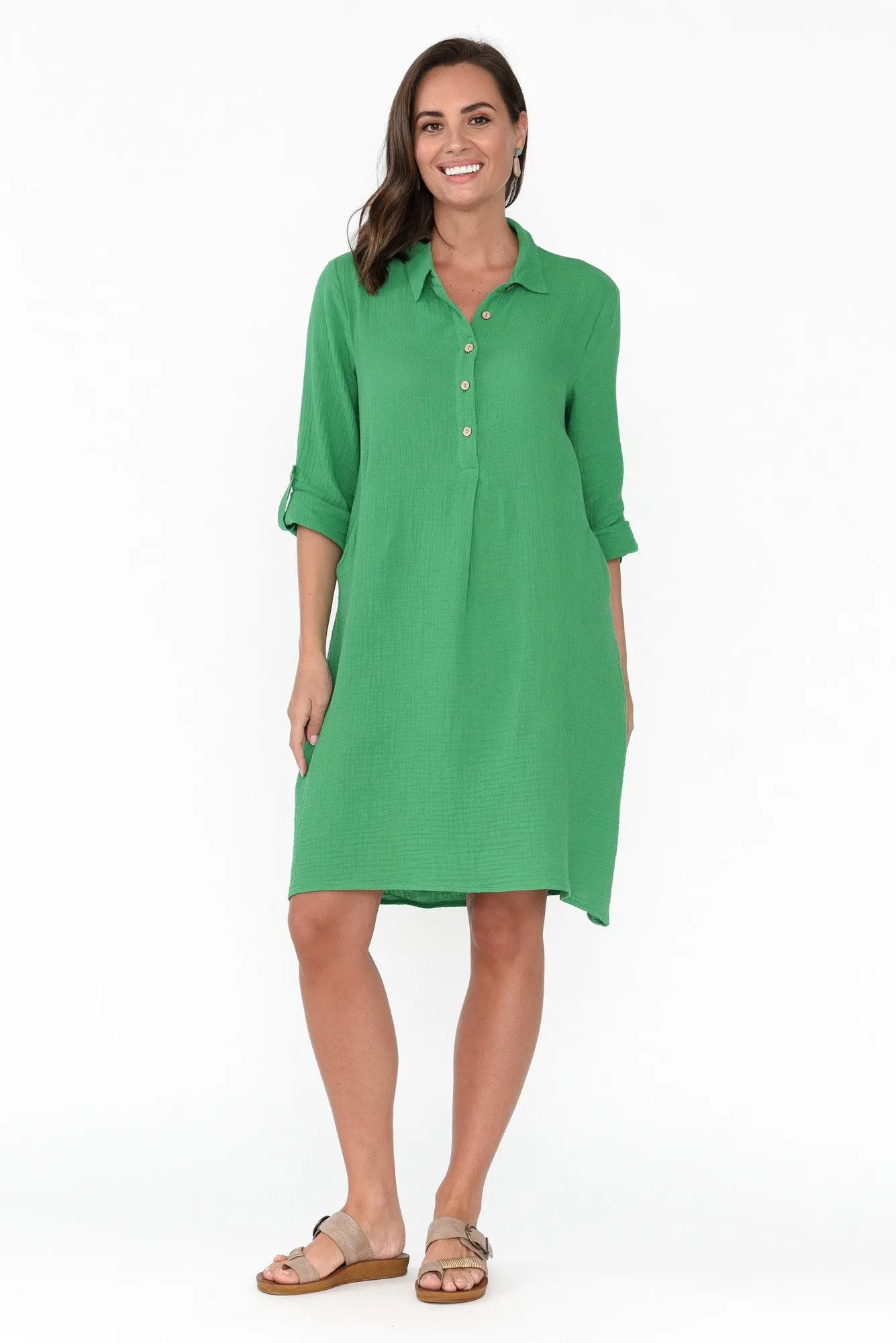 Byron Green Cotton Shirt Dress sold by Blue Bungalow product image thumbnail 2
