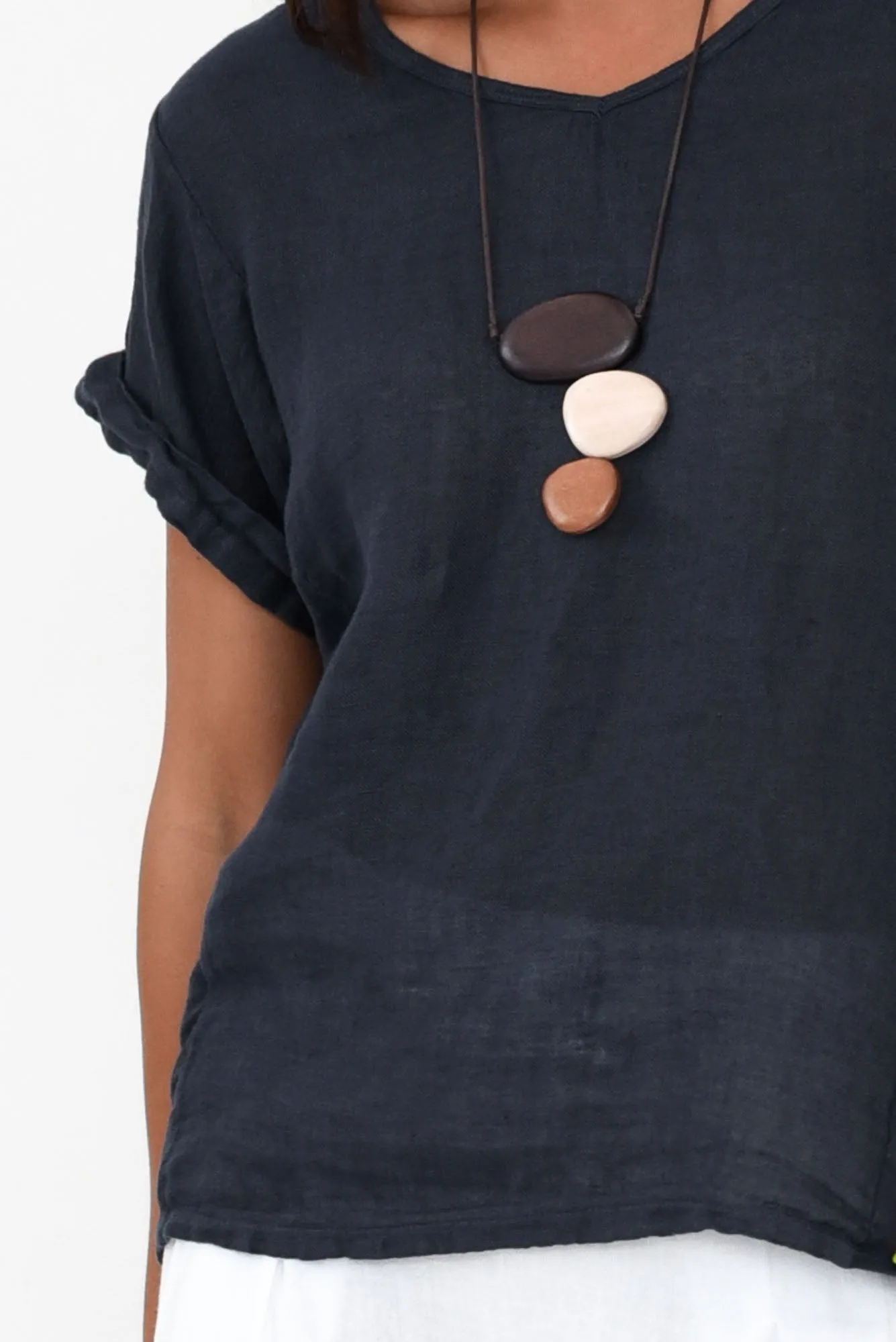 Anna Navy Linen Tee sold by Blue Bungalow product image thumbnail 3