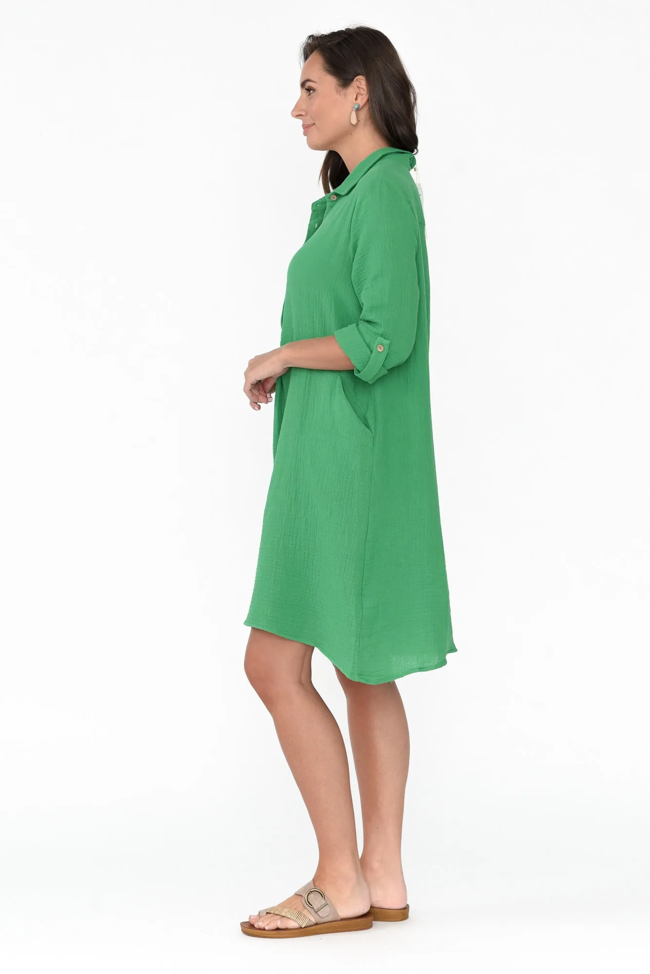 Byron Green Cotton Shirt Dress sold by Blue Bungalow product image thumbnail 3