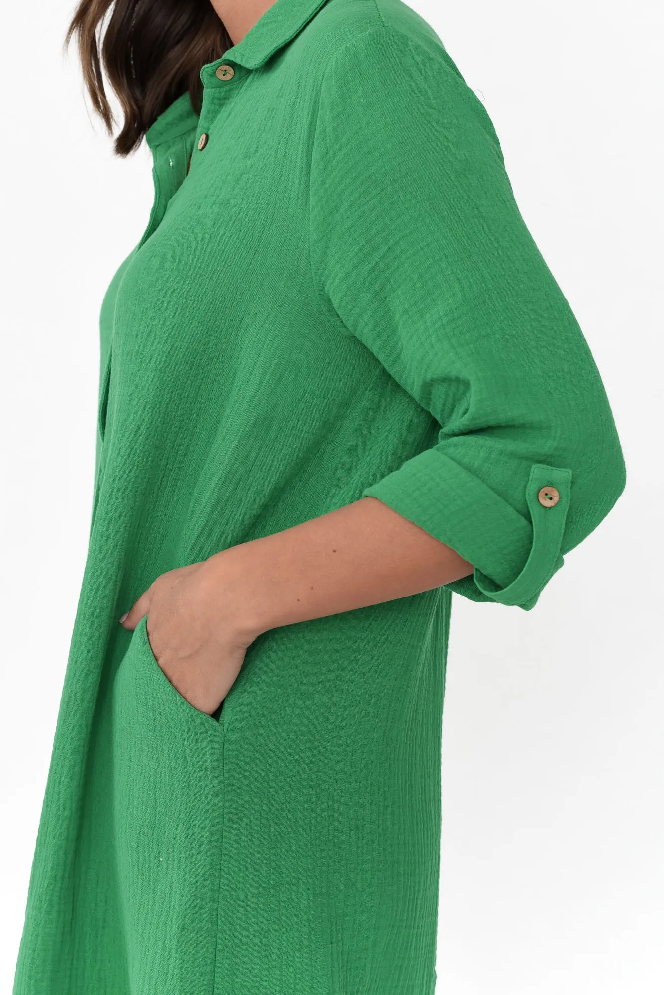 Byron Green Cotton Shirt Dress sold by Blue Bungalow product image thumbnail 5