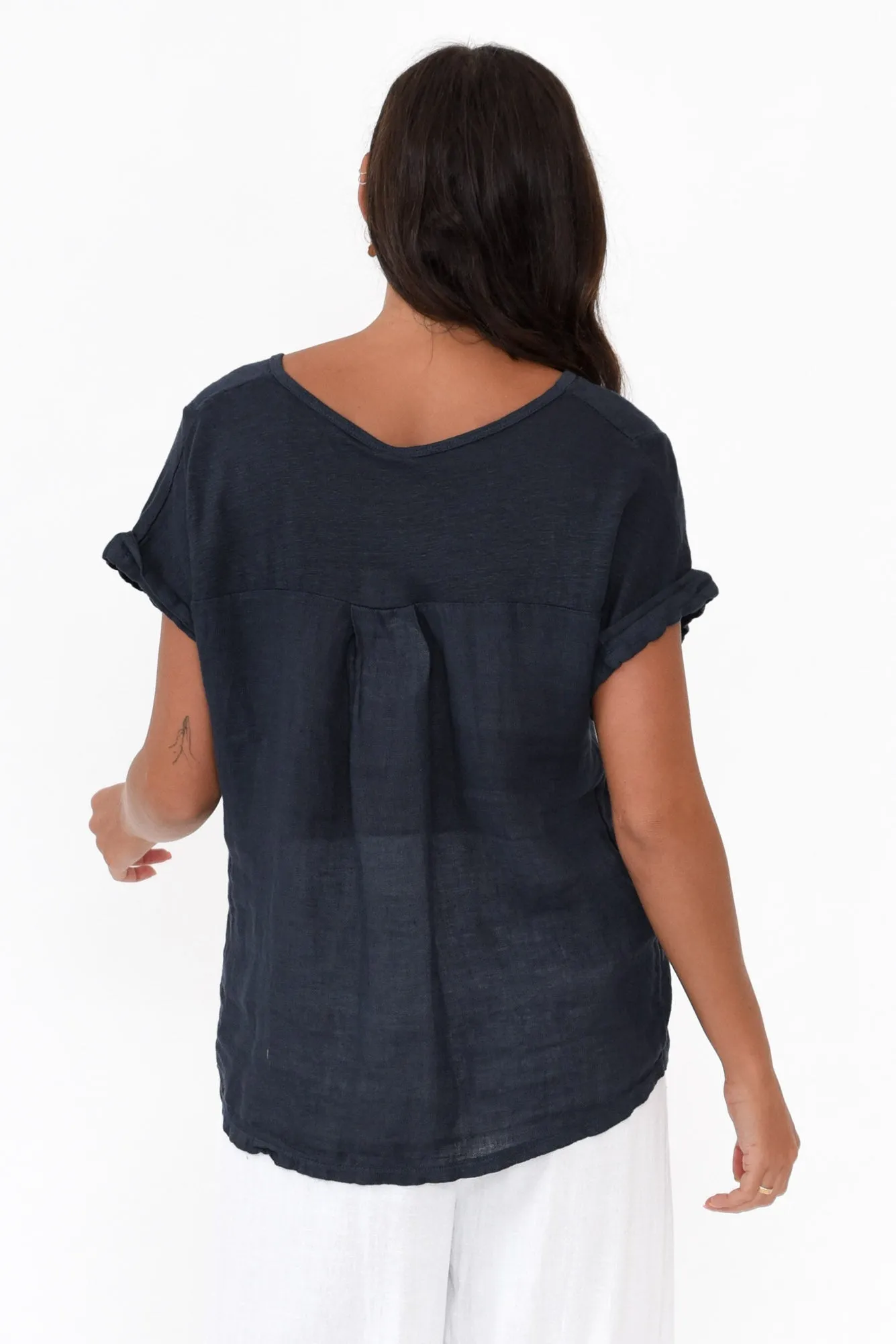 Anna Navy Linen Tee sold by Blue Bungalow product image thumbnail 5
