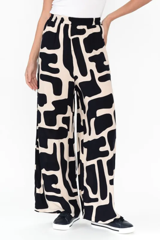 Cath Dark Navy Geo Pocket Pants sold by Blue Bungalow