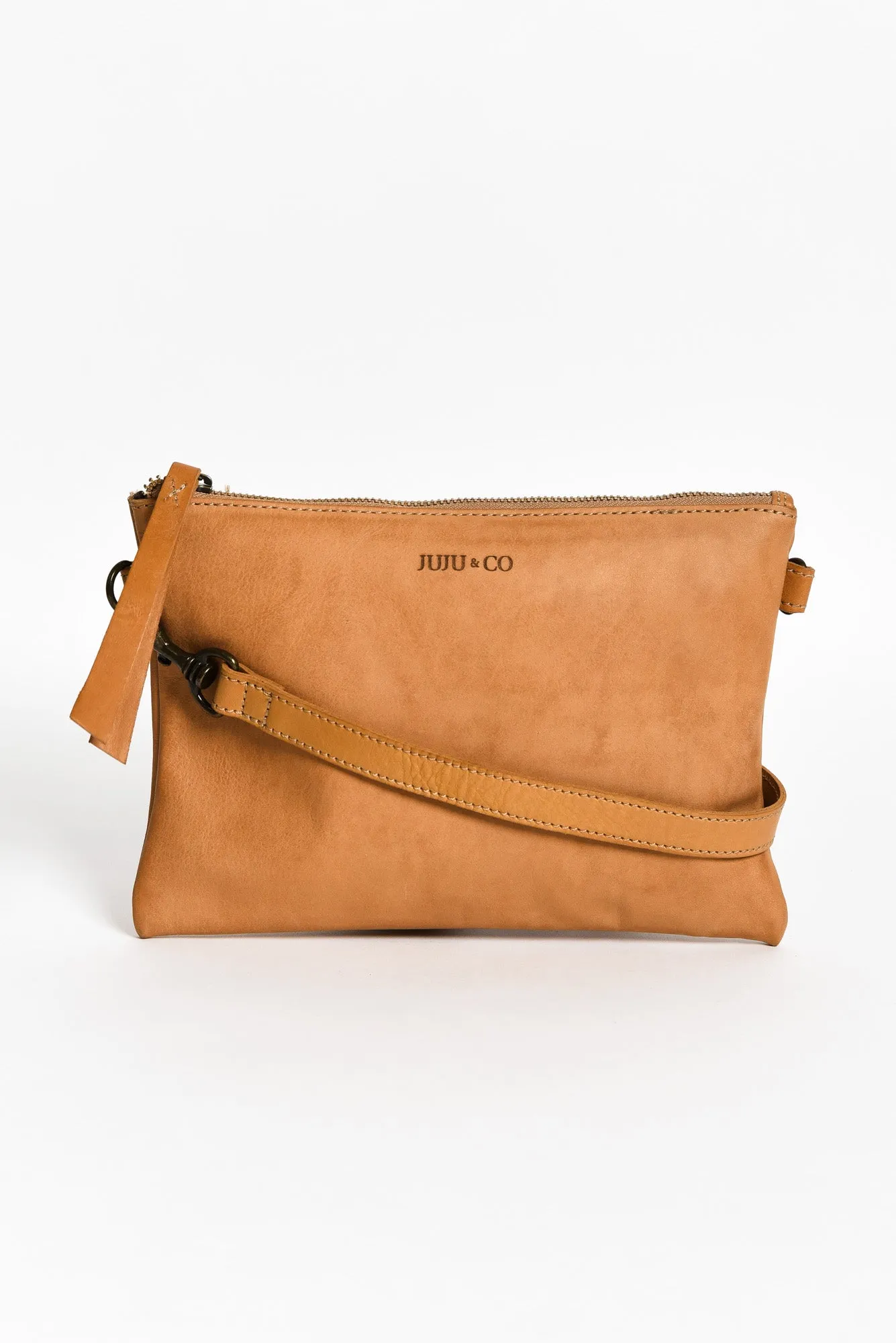 Monterey Tan Leather Crossbody Bag sold by Blue Bungalow