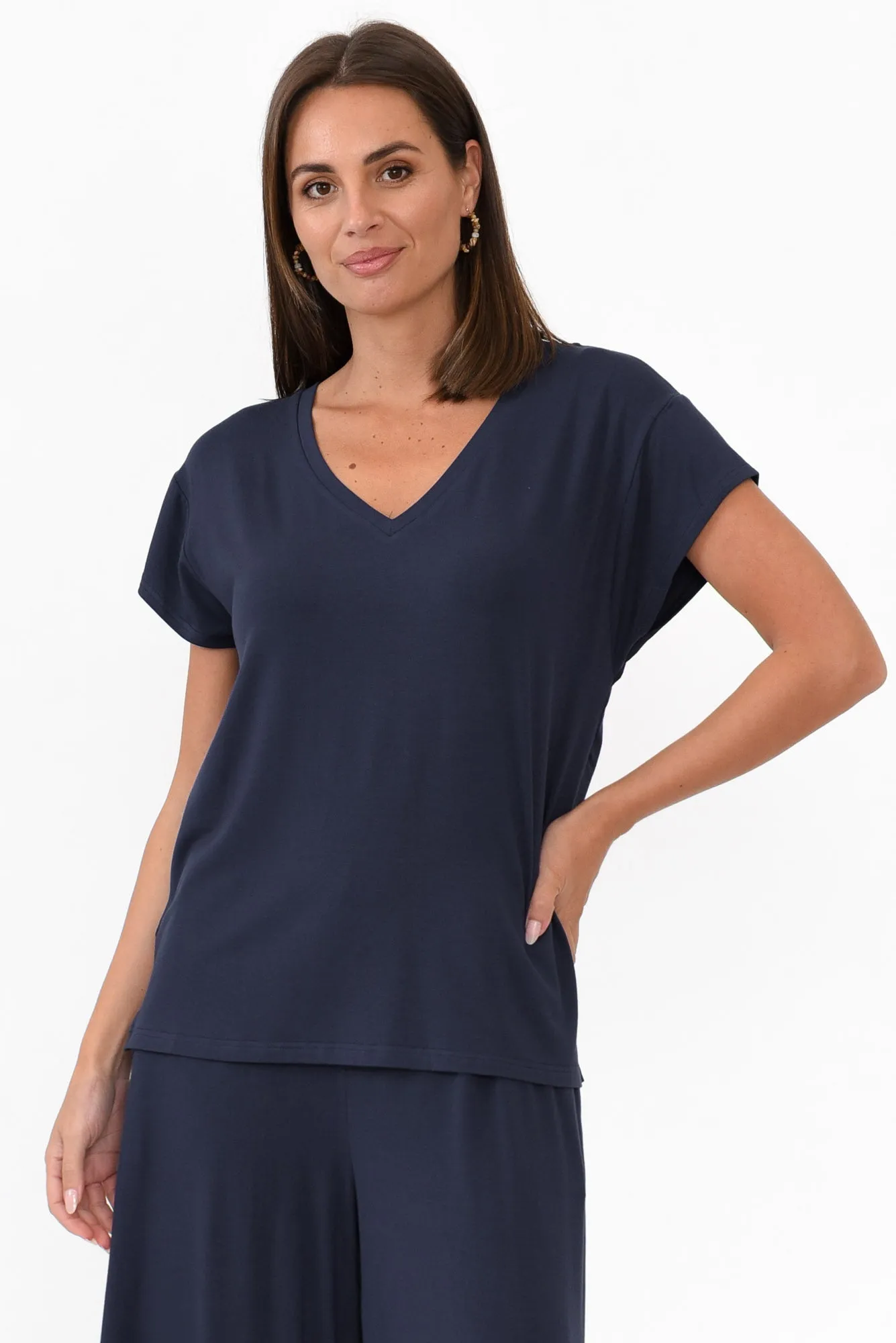 Jenkins Navy Modal Tee sold by Blue Bungalow