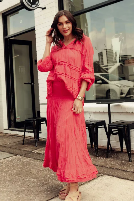 Berry Crinkle Cotton Midi Skirt sold by Blue Bungalow